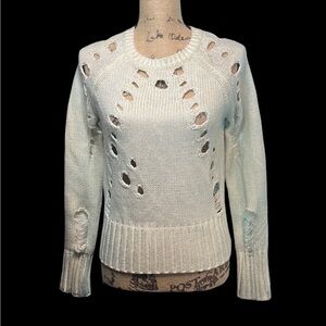 Sunset + Spring Distressed Cream Sweater